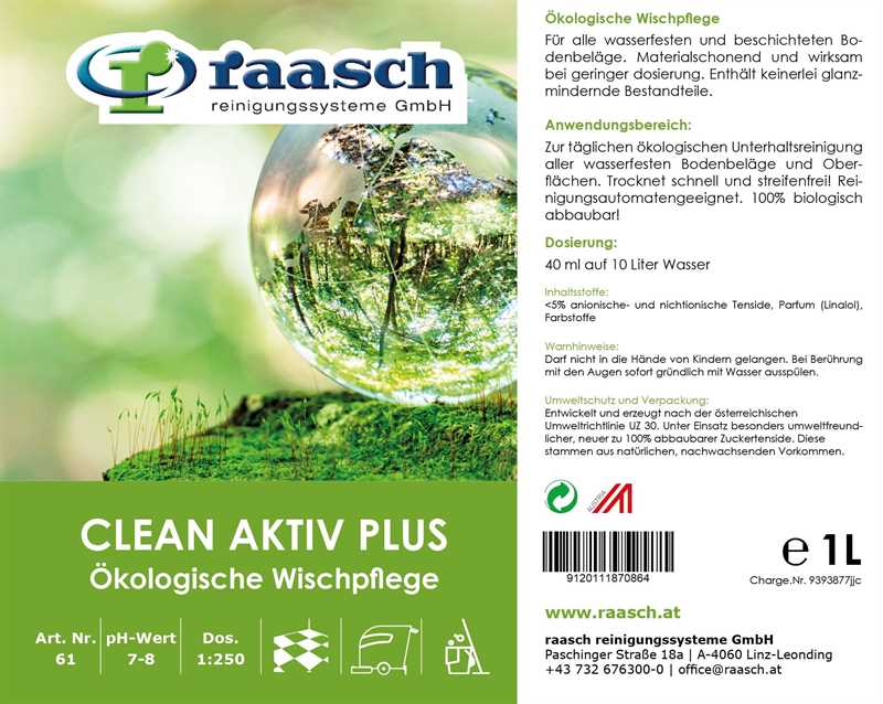 Clean Aktiv Plus 1 L Ökologische Wischpflege