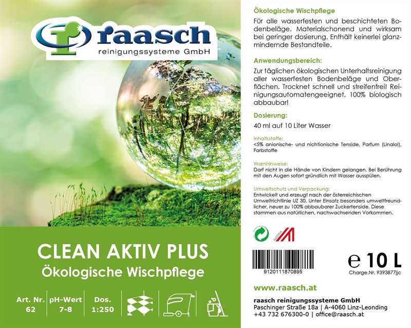 Clean Aktiv Plus 10 L Ökologische Wischpflege