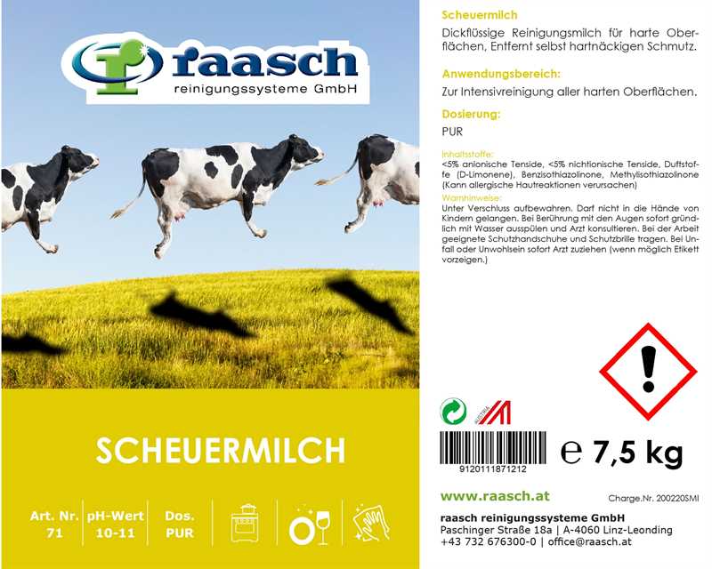 Scheuermilch (Reinigungsmilch) 7,5 Kg